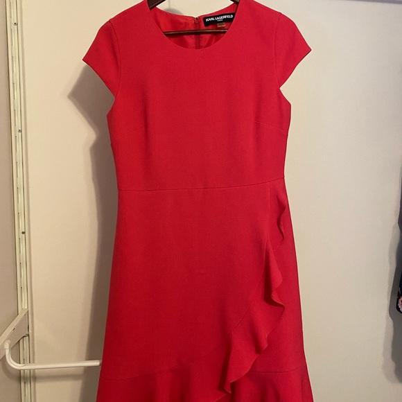 Karl Lagerfeld Paris Ruffled A Line Dress Size 6 - Picture 4 of 5
